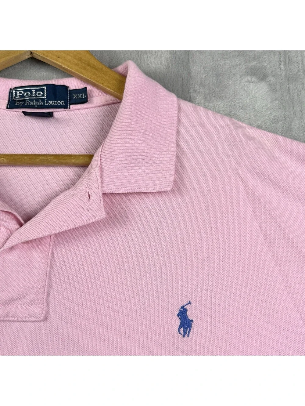 Polo Ralph Lauren Pink Short Sleeve Polo Shirt Blue Pony Men’s XXL Cotton Pique
